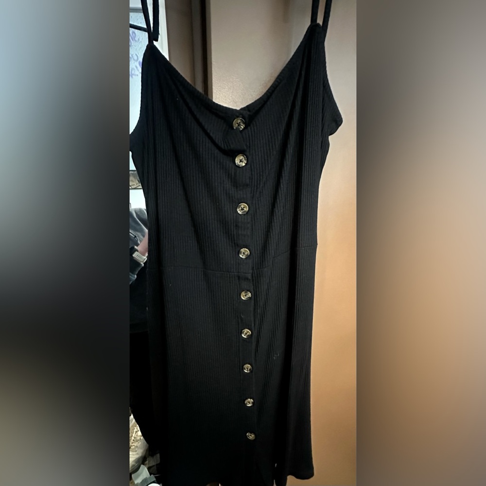 Topshop Black Button-Down Dress